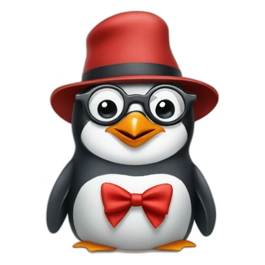 Penguin with red suspenders and a propeller hat and glasses sticker