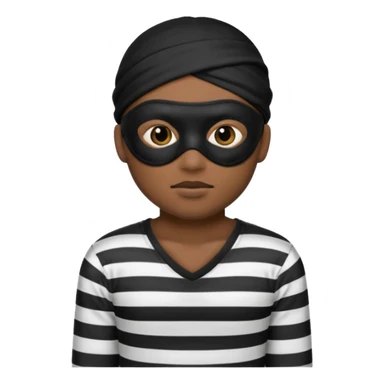 A theif robber emoji,Stripped shirt,eye mask, black head. sticker