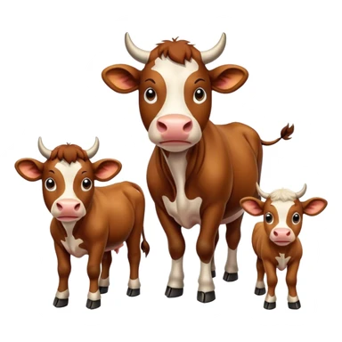 Famille une  Vache, un gros taureau et leurs veau  sticker