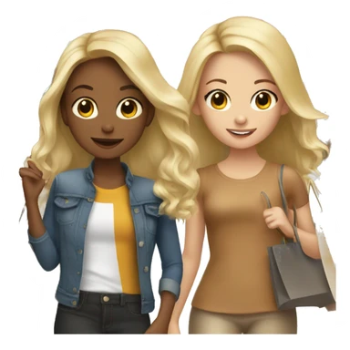 2 blonde girls, 1 young girl with brown hair shopping in NYC sticker