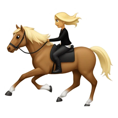  A Palomino horse running with a black sequin rug on his back and a brown rider girl on his back without a helmet dressed in black pants and a vest  sticker