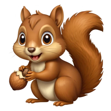 Squirrel with drool coming from mouth, hungry face, eyes fixed on acorn sticker