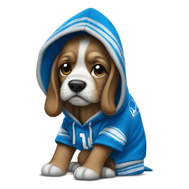 Dog wearing a Detroit lions hoodie  sticker