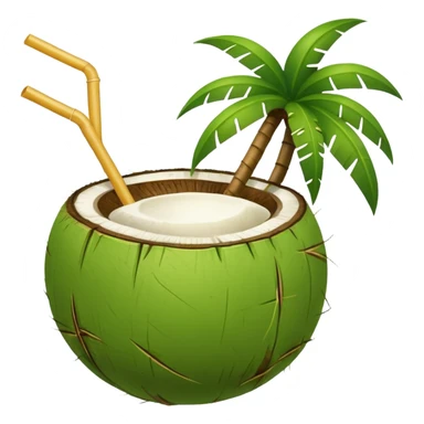 Green Coconut with straw sticker