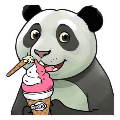 Panda eating ice cream sticker