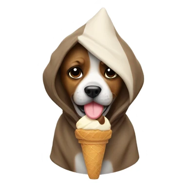 Dog with a ice cream cone and a hoodie sticker