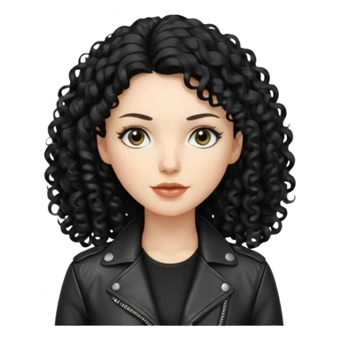 Chica blanca, con cabello negro largo y rizado, con chaqueta de cuero,arquitecta sticker