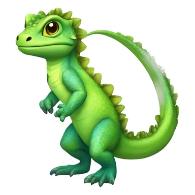 A Cyan Shiny Glossy Anthro-Lizard-Reptile-Salamandrian-Fakémon with dark-blue patterns and light-green belly Full Body sticker