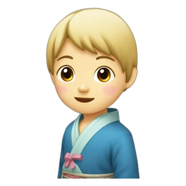 Enfant japonais (style animé) sur le dos d'un héron sticker