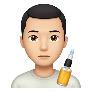 chinese man with buzz cut (black hair) doing skincare sticker