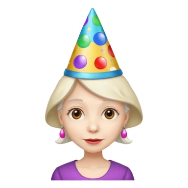 party hatted old girl sticker