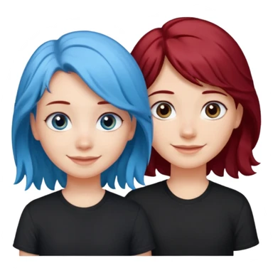 A half blue wavy haired blue eyed and black shirt girl and her straight a litte bit dark red haired dark brown eyed girl bestie sticker
