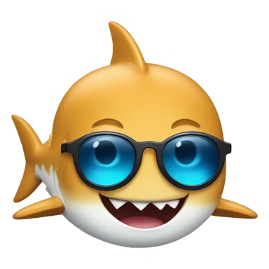 Baby shark with sunglasses playing with a human  sticker