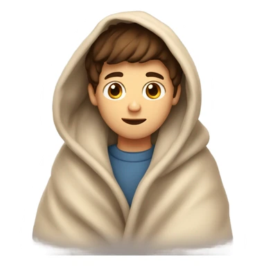Brown hair boy cozy under a blanket sticker