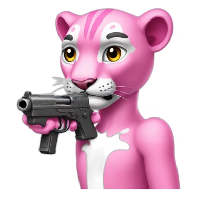 Pink Panther with gun sticker