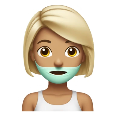 Chica trigueña con cabello corto haciéndose una mascarilla facial  sticker