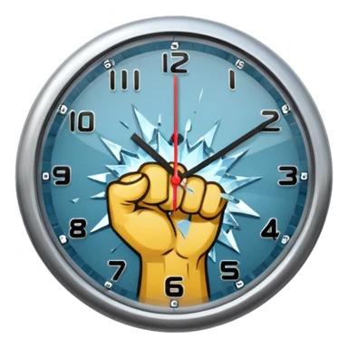 a fist punching clock sticker