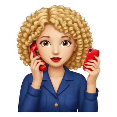 یک دختر مو فرفری که داره برای مشتریش ناخن میزاره و همزمان داره با تلفن صحبت میکنه sticker