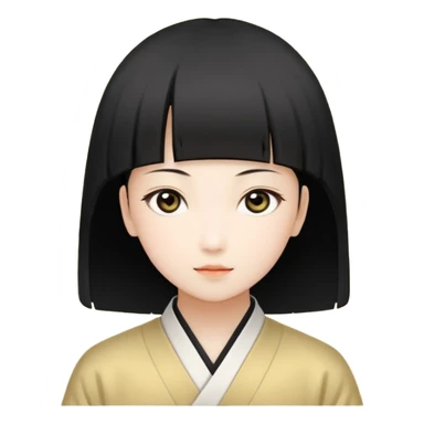 一个中长直发，平刘海，戴黑色框架眼镜的黄皮肤女生，穿着白色泡泡袖方领口娃娃衫，点缀着稀疏的棕色小花。下身是蓝色阔腿牛仔裤和粉色薄底布鞋。头上戴的是黑色画家帽。 sticker