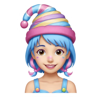 candy hatted girl from candyland blue pink mixed hair sticker
