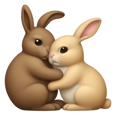 Brown bunny hugging beige bunny sticker