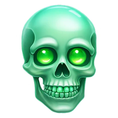  Crystalized transparent skull with glowing green eyes sticker