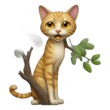 nasty old cat wearing postmodern branch sticker