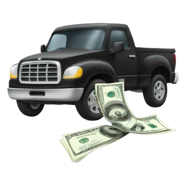 Black truck speeding with money flying out window sticker