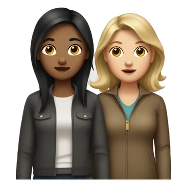 Dark broken haired mom and dark blonde haired daughter  sticker