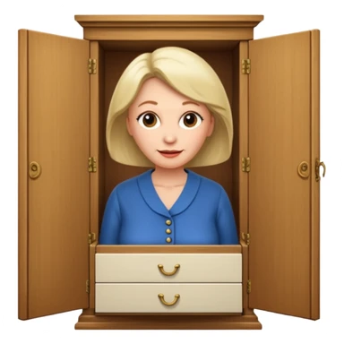 A character from the fairy tale Beauty and the Beast: the middle-aged lady (around 40 years old) who was turned into a wardrobe. She retains the wardrobe's original form, with an anthropomorphic face on the closed cabinet. sticker