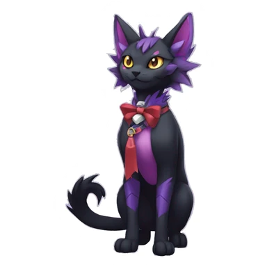 cool cartoon anthro edgy distinguished ethereal elegant beautiful fantasy black purple red ethereal fantasy nargacuga-Noivern-cat-Fakemon collar harness bow tis full body sticker