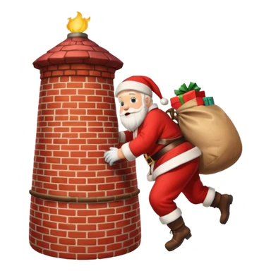 Santa Claus is carrying a bag of presents and climbing down the chimney. sticker