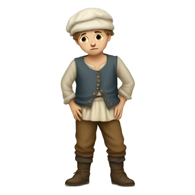 Sad European peasant child in pants sticker