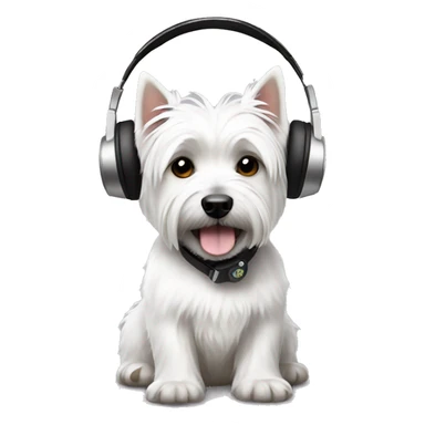 west highland white terrier with black headphone sticker