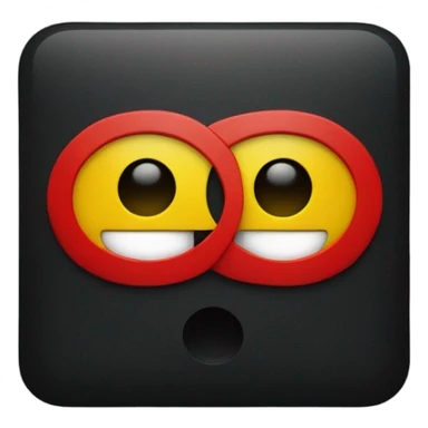 a black and red rectangle with a medium-sized yellow circle in the middle sticker