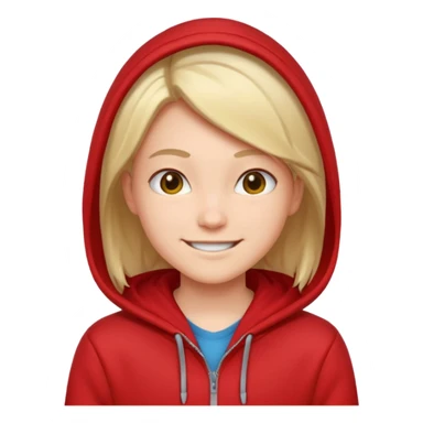 gender neutral character, chest up, red hoodie, friendly expression sticker
