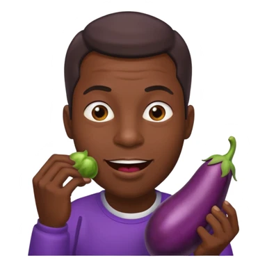 Black man biting his lip, while holding an eggplant infront of him sticker