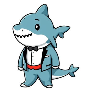 shark wearing a tuxedo sticker