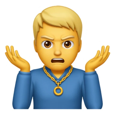 I want an emoji of a person with two hands around their neck and making like an angry face sticker