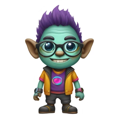 Nerdy short gay troll holding a laser sticker