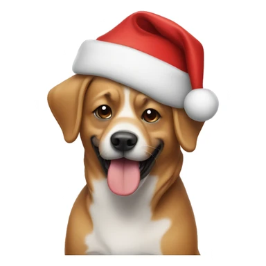A dog wearing a santa hat sticker