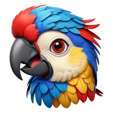 Cinematic Realistic Comical Macaw Portrait Emoji, Head tilted dramatically with an exaggeratedly amused expression, featuring a striking array of vividly detailed scarlet and blue feathers with bold natural accents and wide, expressive eyes full of playful disbelief, rendered with lifelike texture and vibrant hues, high shine, dramatic yet playful, styled with an air of cheeky avian mischief, soft glowing outline, capturing the essence of a spirited and over‐the‐top macaw that looks ready to flap its way into viral fame! sticker