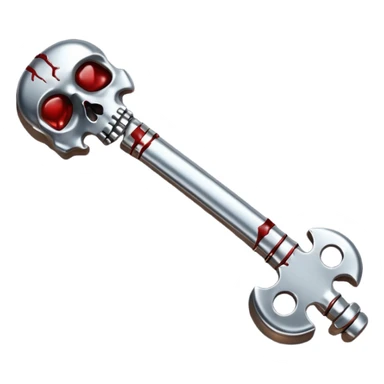 Emoji-style metallic bones with traces of blood, steel texture, dark dramatic tone, clean background sticker