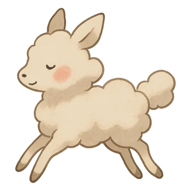 vanilla-colored cloud doe with rosy cheeks, floating with witch-like grace, social media brand identity mascot, Ghibli style sticker