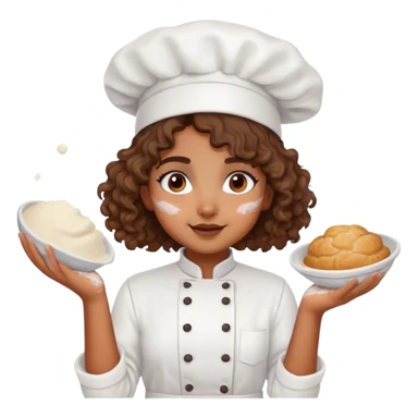 Brown girl, pastry chef with curly brown hair sticker