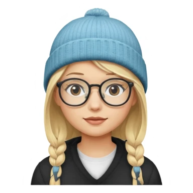 Blonde girl wearing glasses and beanie sticker