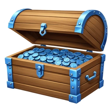 wood chest of blue coins sticker