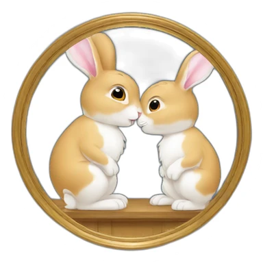 rabbit kissing a miror sticker
