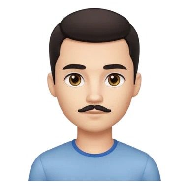 pretty handsome bratz man, black black eyes,  short dark hair,  short mustache , pale skin, defined jawline sticker
