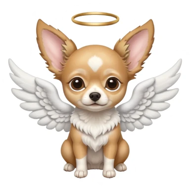 white and tan deer head chihuahua with angel wings sticker